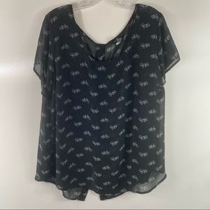 Torrid Black Sheer Blouse with Bicycles Plus Size 2X
